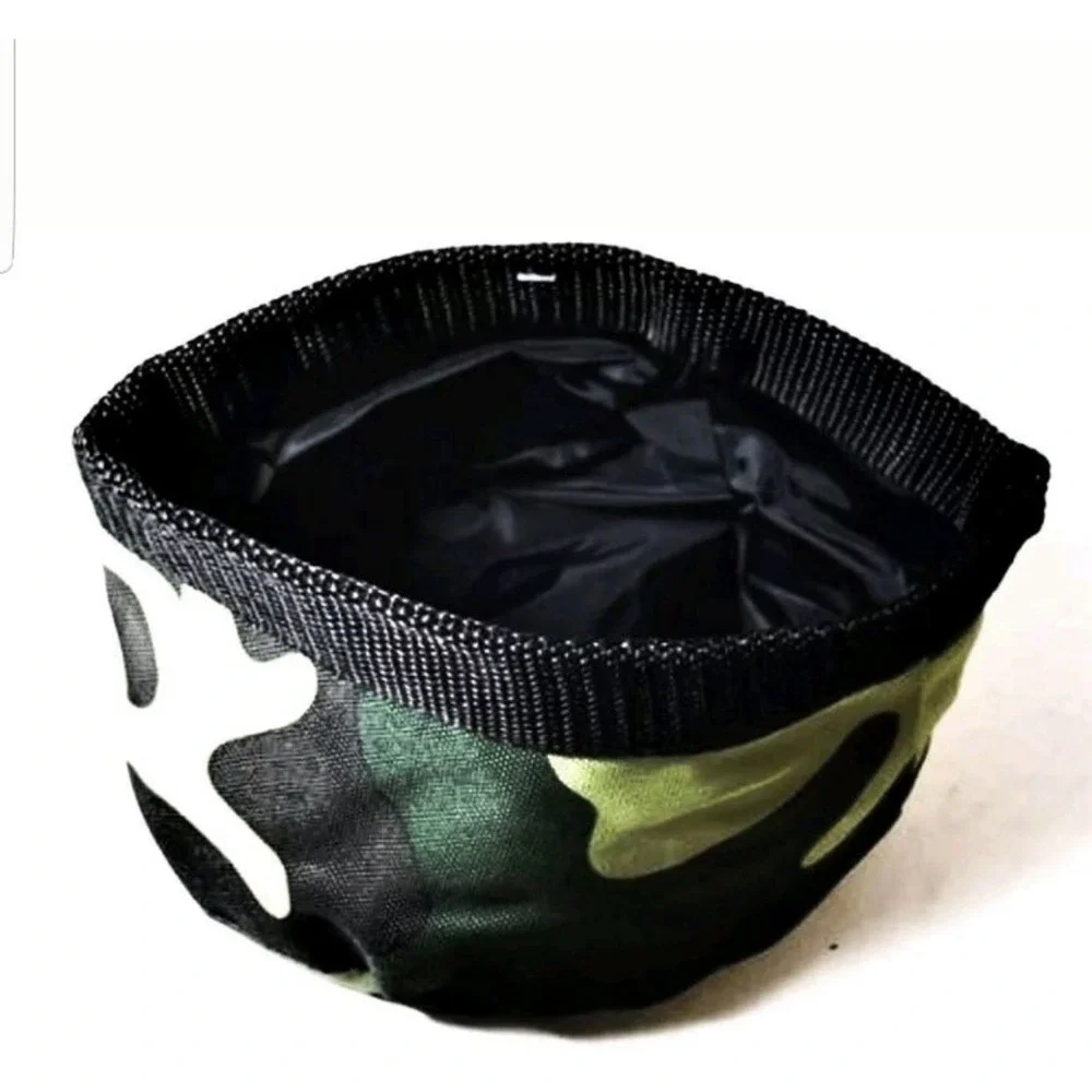 Large Collapsible Dog Bowls 34oz Travel Water Food Portable Foldable Canvas Camo